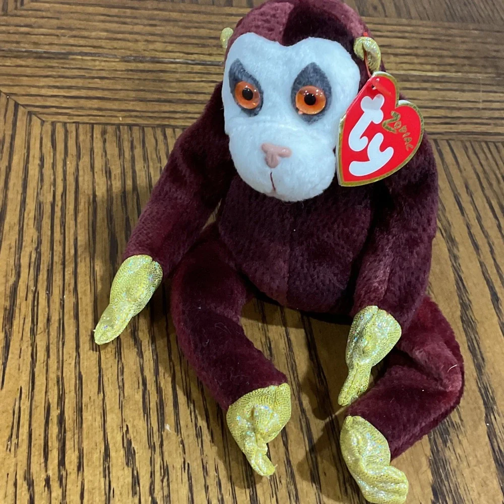 Ty Monkey Beanie Babies: Zodiac Monkey & Jungle + Lavender Rhode Island Ornament